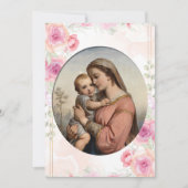 Virgin and Child Soft Pink Roses Catholic Baptism Einladung (Vorderseite)