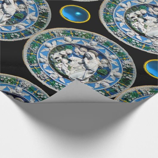 VIRGIN AND CHILD WITH ANGELS, Round Blue Sapphire Geschenkpapier (Ecke)