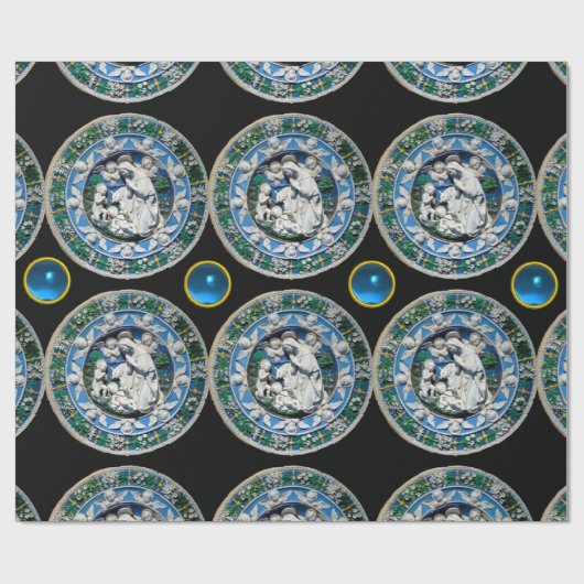 VIRGIN AND CHILD WITH ANGELS, Round Blue Sapphire Geschenkpapier (Flach)