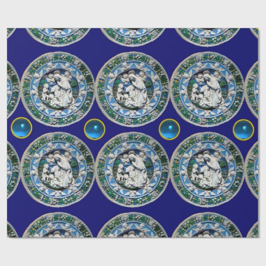 VIRGIN AND CHILD WITH ANGELS, Round Blue Sapphire Geschenkpapier (Flach)