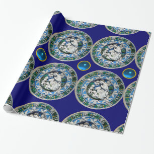 VIRGIN AND CHILD WITH ANGELS, Round Blue Sapphire Geschenkpapier