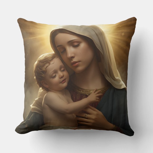 Virgin Mary and Baby Jesus Throw Pillow Kissen (Vorderseite)