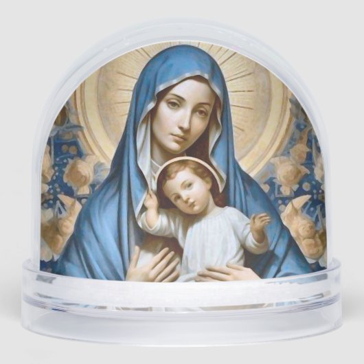 Virgin Mary and Christ Child in Soft Blues Golds Schneekugeln (Vorderseite)
