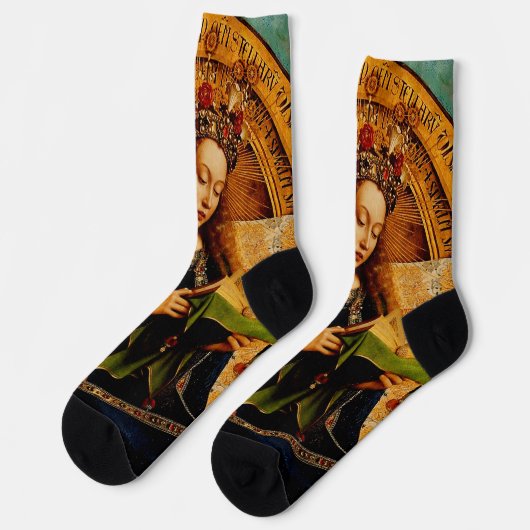 Virgin Mary by Jan van Eyck Socken (Linkes Detail)