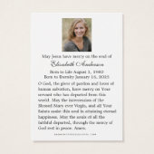 Virgin Mary Catholic Funeral Photo Holy Card - (Rückseite)