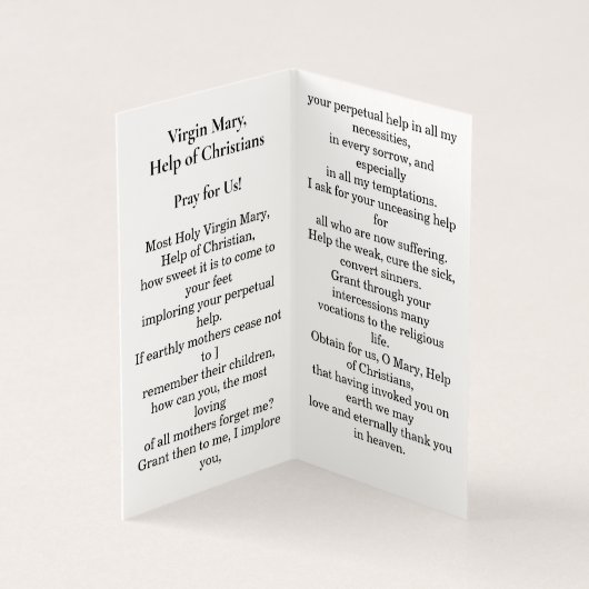 Virgin Mary, Help of Christians, Prayer Card (Innenseite)