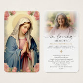 Virgin Mary In Loving Memory Sympathy Prayer Cards (Vorne & Hinten)