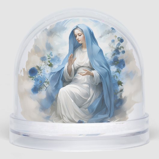 Virgin Mary in Whites and Blues with Roses Schneekugeln (Vorderseite)
