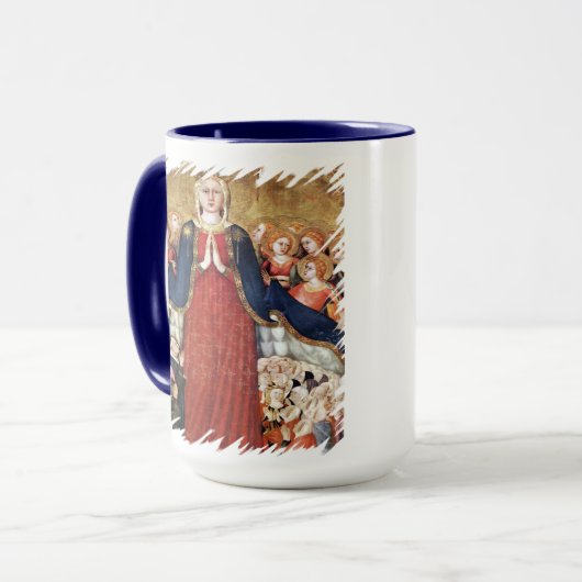 Virgin Mary Mercy Under Her Mantle Catholic Memi Tasse (Vorderseite Links)