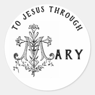 Virgin Mary Religious Catholic Jesus Cross Runder Aufkleber