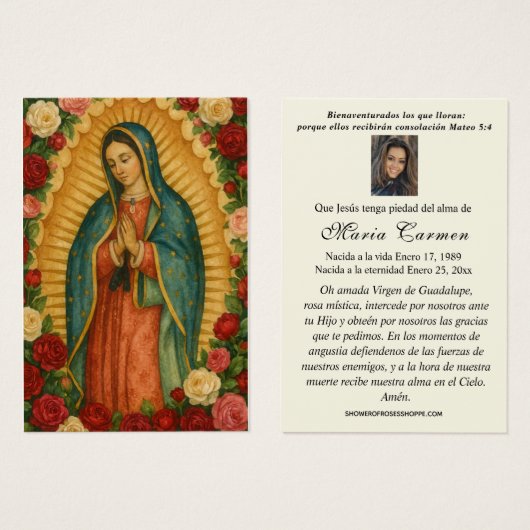 Virgin Mexico Guadalupe Spanish Funeral Prayer (Vorne & Hinten)