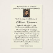 Virgin Mexico Guadalupe Spanish Funeral Prayer (Rückseite)