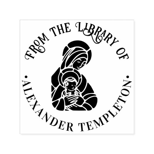 Virgin Mother Mary Baby Jesus Library Book Name Permastempel (Design)