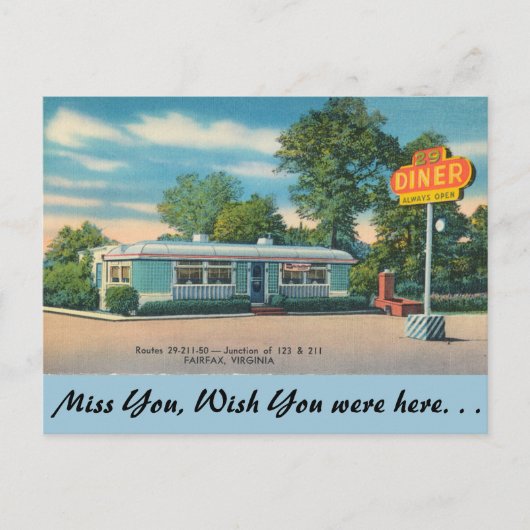 Virginia, 29 Diner, Fairfax Postkarte (Vorderseite)
