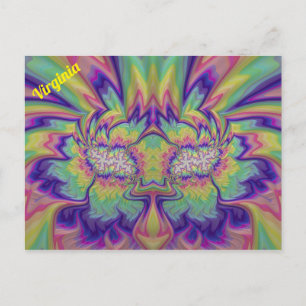 VIRGINIA ~ 3D-Fraktal Design Muster ~ Multicolor Postkarte