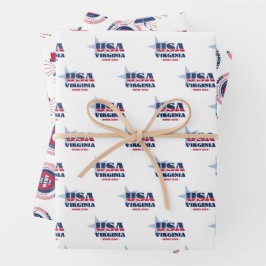 Virginia, 50 Staaten, Liberty Bell Geschenkpapier Set