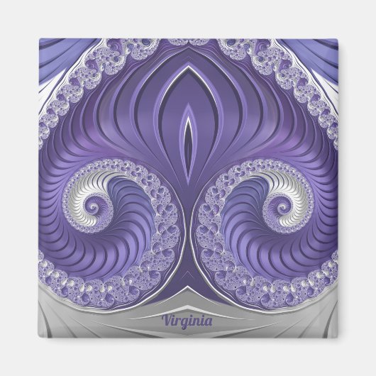 VIRGINIA ~ Abstraktes Muster ~ Lila grau Magnet (Vorne)