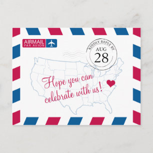Virginia Airmail WEDDING RSVP Einladungspostkarte