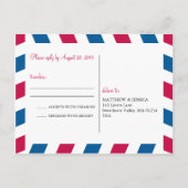 Virginia Airmail WEDDING RSVP Einladungspostkarte (Rückseite)
