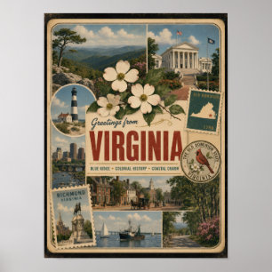 Virginia Authentischer Vintage-Stil Poster