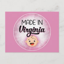 Virginia Baby Funny Pink New Girl Postcard