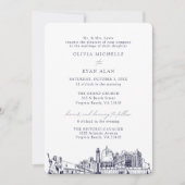 Virginia Beach Church Wedding Two Location Navy Einladung (Vorderseite)