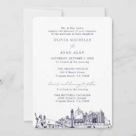 Virginia Beach Church Wedding Two Location Navy Einladung