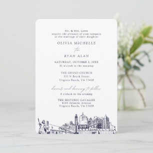 Virginia Beach Church Wedding Two Location Navy Einladung