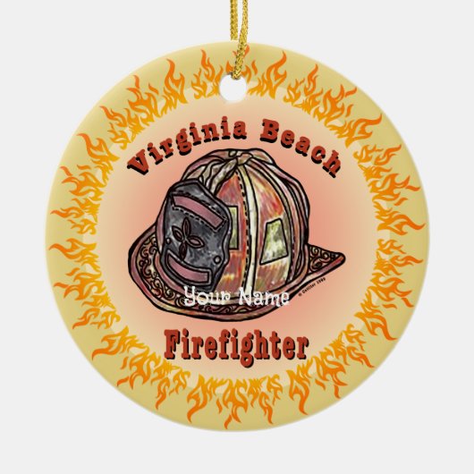 Virginia Beach Feuerwehrschmuck Keramik Ornament (Vorne)