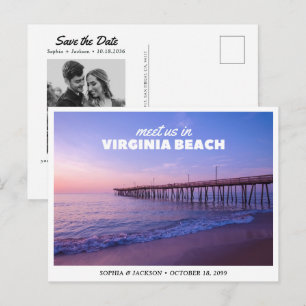 Virginia Beach Hochzeit Save the Date Reise Retro Postkarte