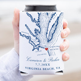 Virginia Beach Map Elegant Navy Blue Gastgeschenk  Dosenkühler