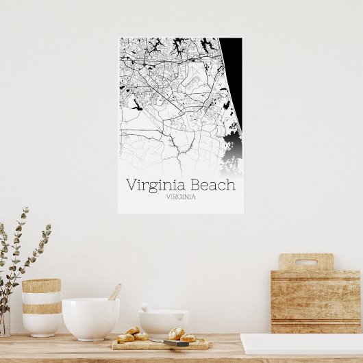 Virginia Beach Map - Virginia - City Map Poster (Küche)