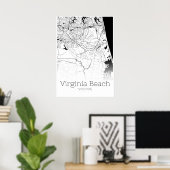 Virginia Beach Map - Virginia - City Map Poster (Heimbüro)