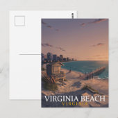Virginia Beach Oceanfront Skyline Kunst Postkarte (Vorne/Hinten)