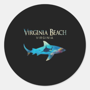 Virginia Beach Retro Virginia Beach Va Shark Runder Aufkleber
