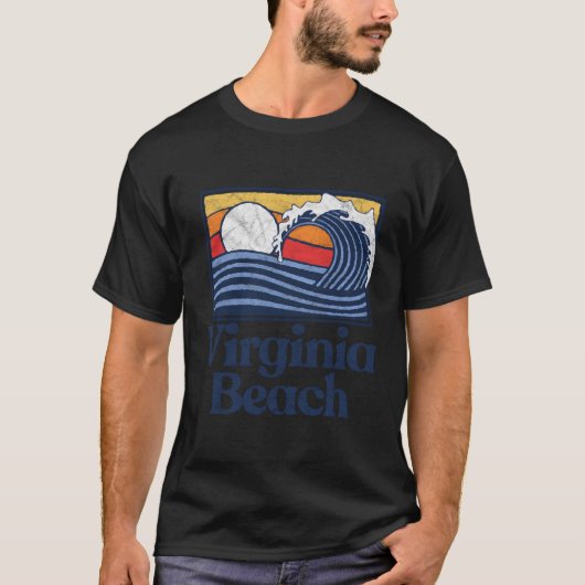 Virginia Beach Surfer Beach Wave T-Shirt (Vorderseite)