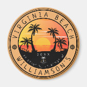 Virginia Beach USA Retro Sunset Souvenirs 60er Magnet (Vorne)