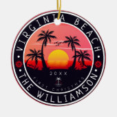 Virginia Beach USA Retro Sunset Souvenirs 80er Keramik Ornament (Vorne)