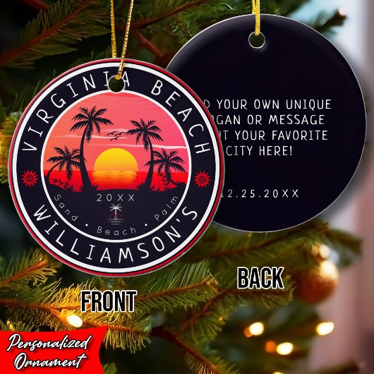 Virginia Beach USA Retro Sunset Souvenirs 80er Keramik Ornament