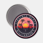 Virginia Beach USA Retro Sunset Souvenirs 80er Magnet (Vorderseite/Rückseite)