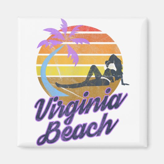 Virginia Beach USA Retro Surf Backpacking Amerika Magnet (Vorne)