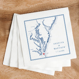 Virginia Beach VA Elegant Navy Blue Map Wedding Serviette