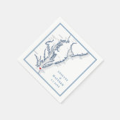 Virginia Beach VA Elegant Navy Blue Map Wedding Serviette (Ecke)