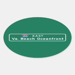 Virginia Beach, VA Road Sign Ovaler Aufkleber