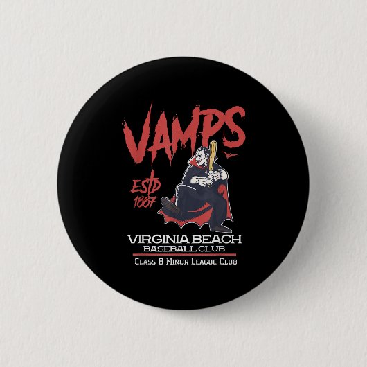 Virginia Beach Vamps Mini League Retro Baseball T Button (Vorderseite)
