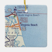 Virginia Beach Vintage Karte Keramikornament (Vorderseite)