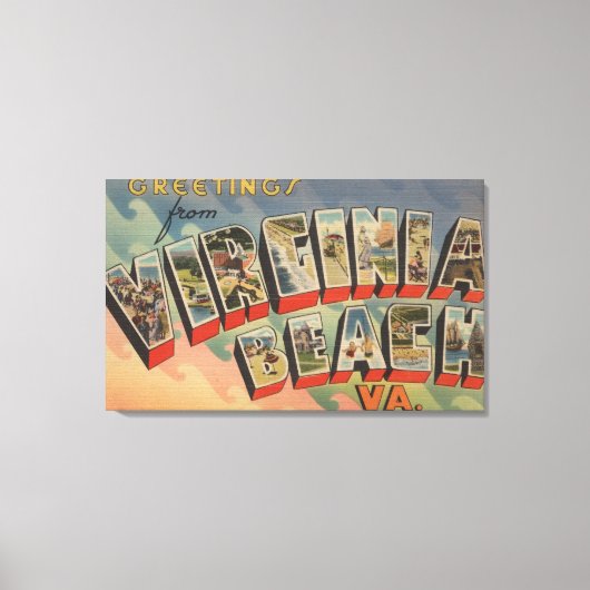 Virginia Beach, Virginia - Große Briefmarkenszenen Leinwanddruck (Vorderseite)