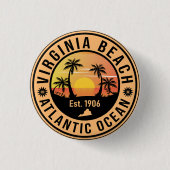 Virginia Beach Virginia Retro Sunset Souvenirs 60e Button (Vorderseite)