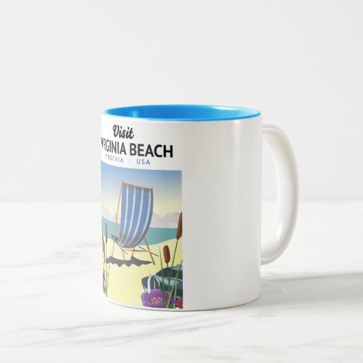 Virginia Beach Virginia USA Reiseplakat Zweifarbige Tasse (VorderseiteRechts)