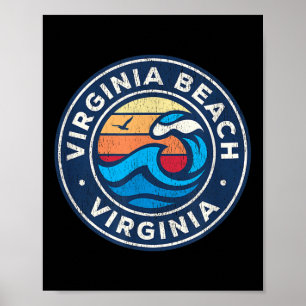 Virginia Beach Virginia Va Vintage Nautical Wellen Poster